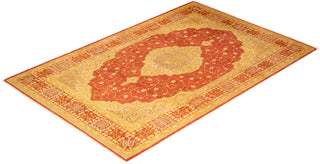 Traditional Mogul Orange Wool Area Rug 4' 8" x 7' 1" - Solo Rugs