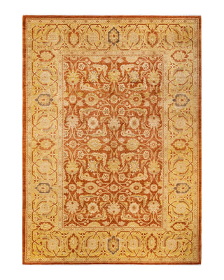 Traditional Mogul Orange Wool Area Rug 8' 10" x 12' 8" - Solo Rugs