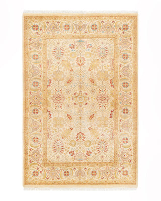 Traditional Mogul Ivory Wool Area Rug 4' 2" x 6' 2" - Solo Rugs