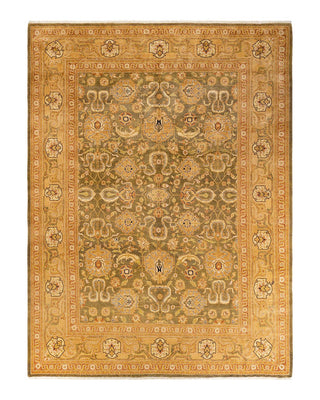 Contemporary Eclectic Green Wool Area Rug 9' 1" x 12' 2" - Solo Rugs