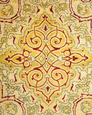 Traditional Mogul Ivory Wool Area Rug 6' 3" x 8' 10" - Solo Rugs