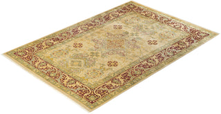 Traditional Mogul Ivory Wool Area Rug 6' 3" x 8' 10" - Solo Rugs