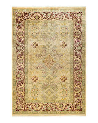 Traditional Mogul Ivory Wool Area Rug 6' 3" x 8' 10" - Solo Rugs