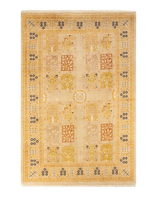 Traditional Mogul Ivory Wool Area Rug 4' 2" x 6' 2" - Solo Rugs