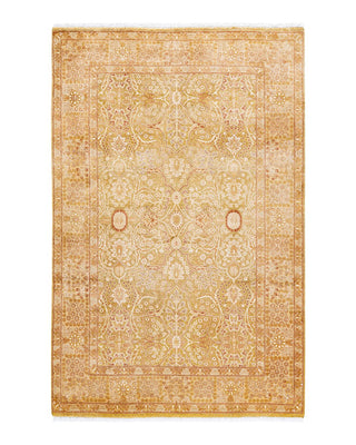 Traditional Mogul Green Wool Area Rug 4' 2" x 6' 4" - Solo Rugs