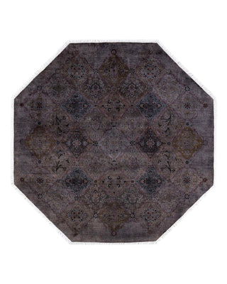 Contemporary Fine Vibrance Brown Wool Octagon Area Rug 7' 1" x 7' 1" - Solo Rugs