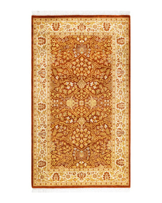 Traditional Mogul Orange Wool Area Rug 3' 1" x 5' 4" - Solo Rugs