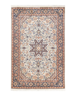 Traditional Mogul Ivory Wool Area Rug 4' 1" x 6' 2" - Solo Rugs