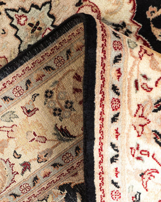 Traditional Mogul Black Wool Area Rug 4' 2" x 6' 4" - Solo Rugs