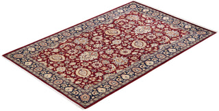 Traditional Mogul Red Wool Area Rug 4' 2" x 6' 6" - Solo Rugs