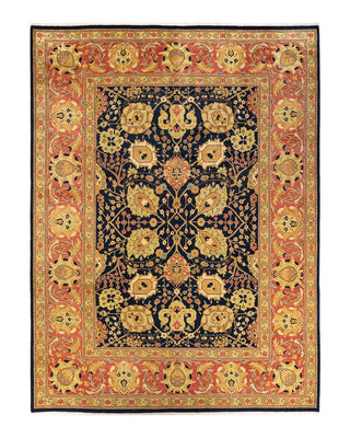 Contemporary Eclectic Blue Wool Area Rug 9' 0" x 12' 0" - Solo Rugs