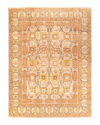 Traditional Mogul Yellow Wool Area Rug 8' 10" x 11' 10" - Solo Rugs