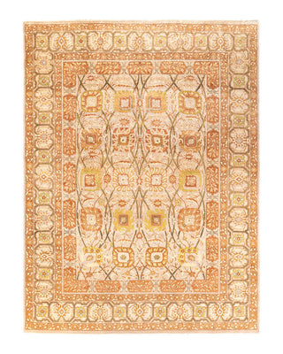 Traditional Mogul Yellow Wool Area Rug 8' 10" x 11' 10" - Solo Rugs