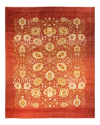 Contemporary Eclectic Orange Wool Area Rug 11' 10" x 14' 10" - Solo Rugs