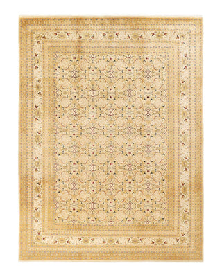 Traditional Mogul Ivory Wool Area Rug 9' 2" x 12' 2" - Solo Rugs