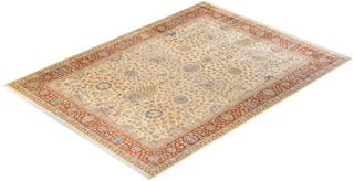Traditional Mogul Beige Wool Area Rug 9' 3" x 12' 4" - Solo Rugs