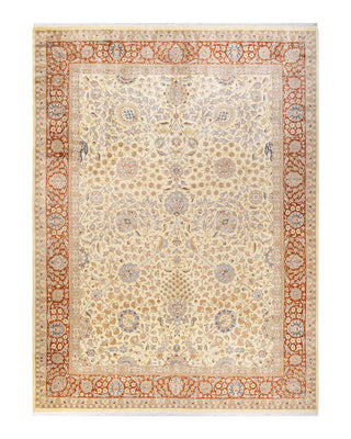 Traditional Mogul Beige Wool Area Rug 9' 3" x 12' 4" - Solo Rugs