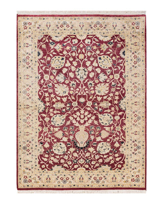 Traditional Mogul Orange Wool Area Rug 4' 2" x 6' 1" - Solo Rugs