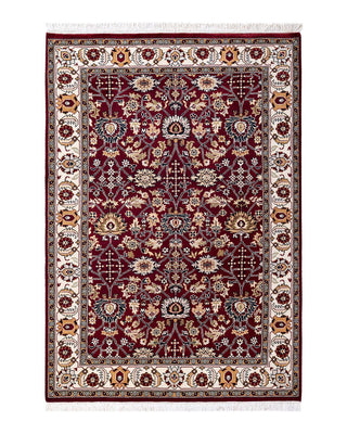 Traditional Mogul Red Wool Area Rug 4' 3" x 6' 0" - Solo Rugs