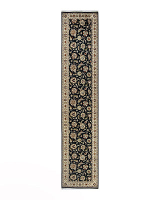 Traditional Mogul Black Wool Runner 2' 7" x 12' 6" - Solo Rugs