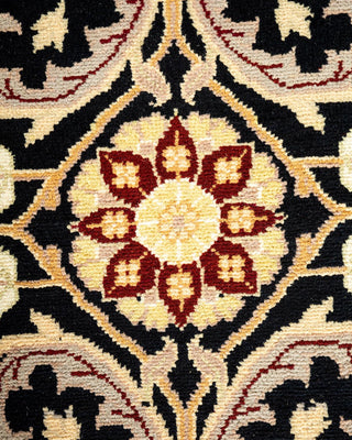 Traditional Mogul Black Wool Area Rug 9' 1" x 12' 4" - Solo Rugs