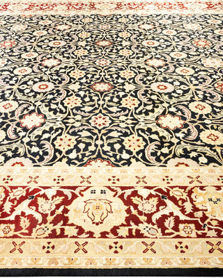 Traditional Mogul Black Wool Area Rug 9' 1" x 12' 4" - Solo Rugs