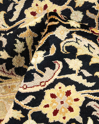 Traditional Mogul Black Wool Area Rug 9' 1" x 12' 4" - Solo Rugs