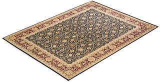 Traditional Mogul Black Wool Area Rug 9' 1" x 12' 4" - Solo Rugs