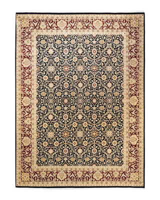 Traditional Mogul Black Wool Area Rug 9' 1" x 12' 4" - Solo Rugs