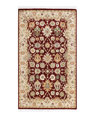 Traditional Mogul Orange Wool Area Rug 3' 1" x 5' 3" - Solo Rugs