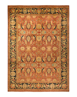 Traditional Mogul Orange Wool Area Rug 10' 1" x 13' 10" - Solo Rugs
