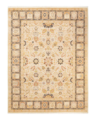 Traditional Mogul Ivory Wool Area Rug 9' 1" x 12' 0" - Solo Rugs