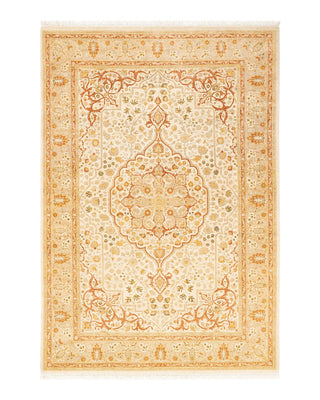 Traditional Mogul Ivory Wool Area Rug 4' 9" x 6' 10" - Solo Rugs