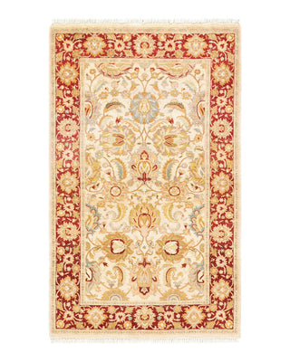 Traditional Mogul Ivory Wool Area Rug 3' 2" x 5' 2" - Solo Rugs