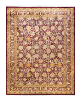 Traditional Mogul Orange Wool Area Rug 9' 1" x 11' 10" - Solo Rugs