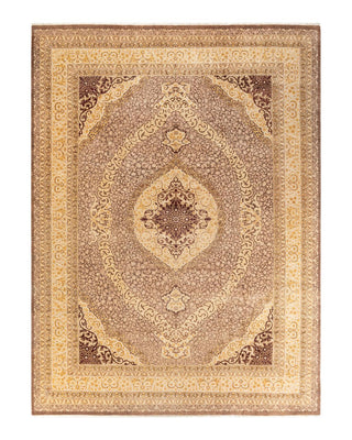 Traditional Mogul Brown Wool Area Rug 9' 4" x 12' 7" - Solo Rugs