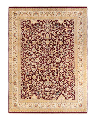 Traditional Mogul Red Wool Area Rug 9' 2" x 12' 3" - Solo Rugs