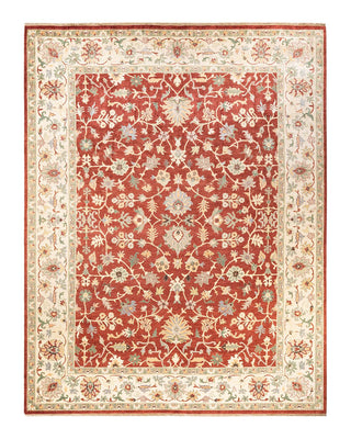 Traditional Mogul Red Wool Area Rug 9' 2" x 12' 3" - Solo Rugs