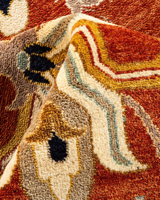 Contemporary Eclectic Orange Wool Area Rug 9' 2" x 11' 10" - Solo Rugs