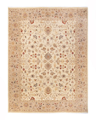 Traditional Mogul Ivory Wool Area Rug 9' 3" x 12' 3" - Solo Rugs