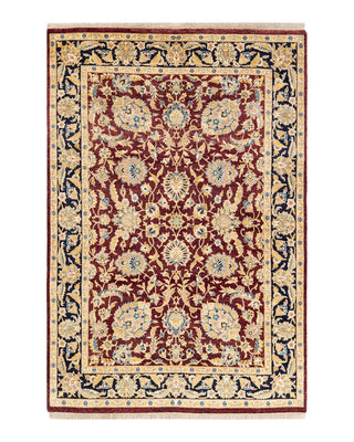 Traditional Mogul Red Wool Area Rug 4' 2" x 6' 2" - Solo Rugs