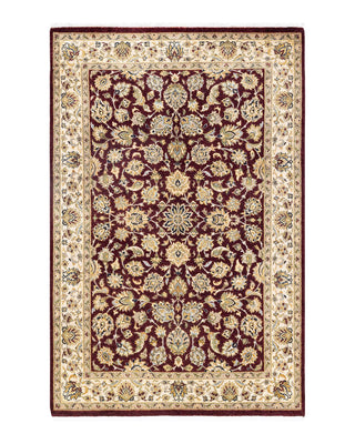 Traditional Mogul Orange Wool Area Rug 4' 2" x 6' 4" - Solo Rugs