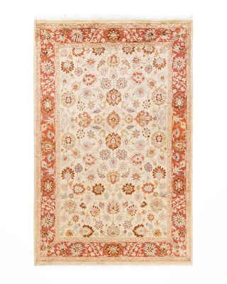Traditional Mogul Ivory Wool Area Rug 4' 1" x 6' 3" - Solo Rugs