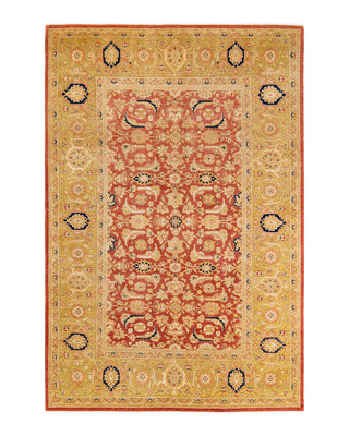 Traditional Mogul Orange Wool Area Rug 6' 3" x 9' 3" - Solo Rugs