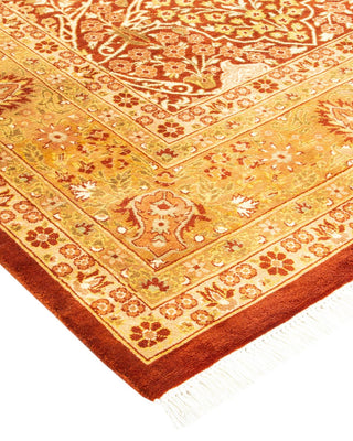 Traditional Mogul Orange Wool Area Rug 6' 1" x 9' 4" - Solo Rugs