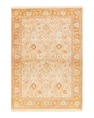 Traditional Mogul Ivory Wool Area Rug 4' 2" x 5' 10" - Solo Rugs