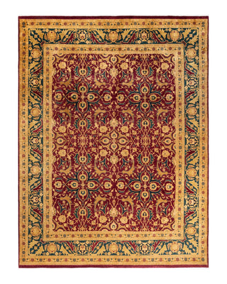 Traditional Mogul Red Wool Area Rug 9' 1" x 12' 1" - Solo Rugs