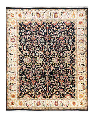 Traditional Mogul Black Wool Area Rug 8' 3" x 10' 1" - Solo Rugs