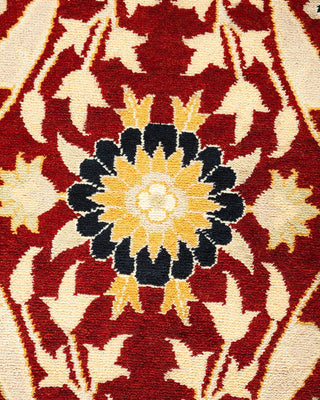 Traditional Mogul Red Wool Area Rug 9' 1" x 11' 10" - Solo Rugs