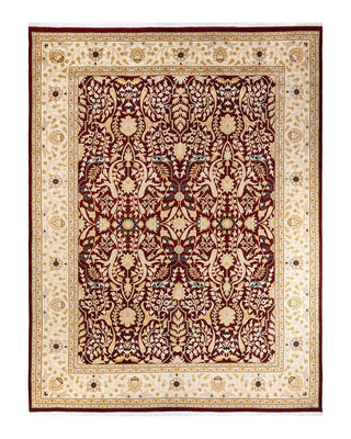 Traditional Mogul Red Wool Area Rug 9' 1" x 11' 10" - Solo Rugs